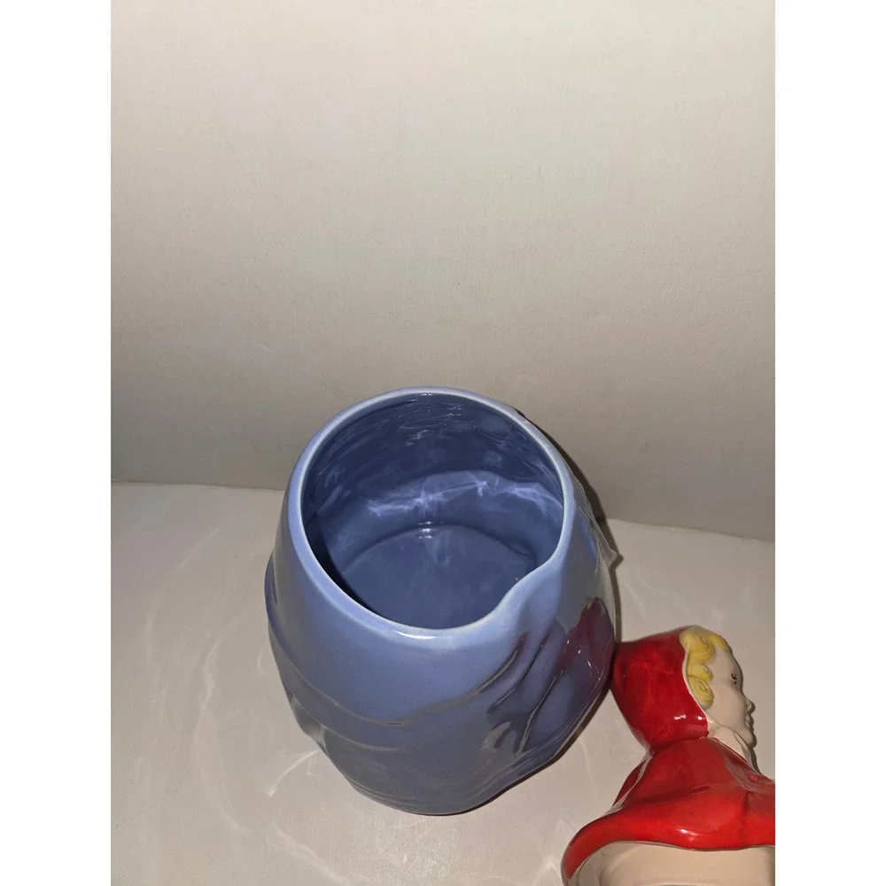 Vintage Little Red Riding Hood Cookie Jar Red Blue‎ Ceramic Canister